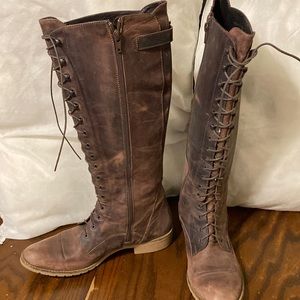 Brown leather boots